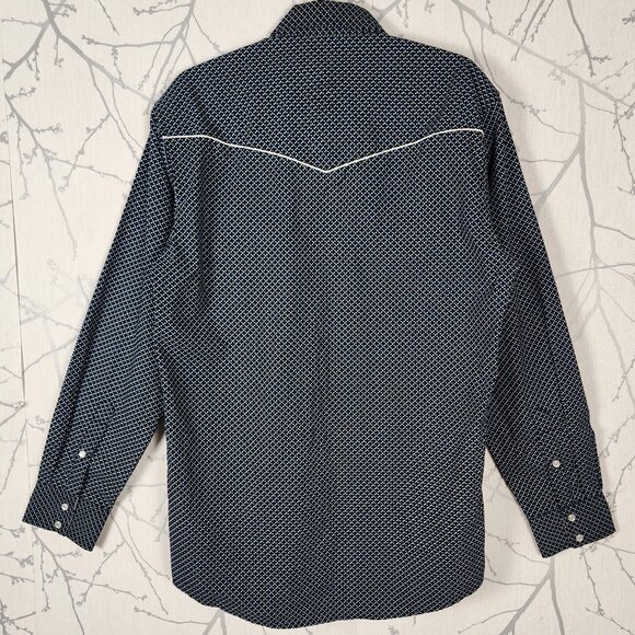 Riley & McCormick Black Printed 100% Cotton Pearl Snap Western Shirt - Picture 3 of 6